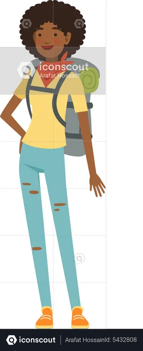 Female tourist with backpack  Illustration