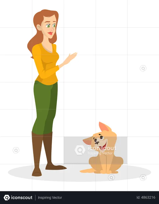 Female training pet dog  Illustration