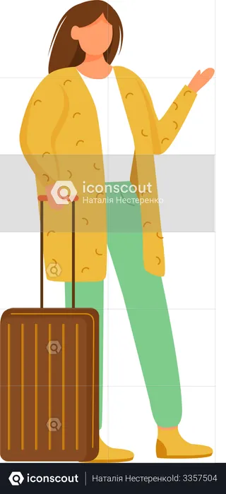 Female traveler with suitcase  Illustration
