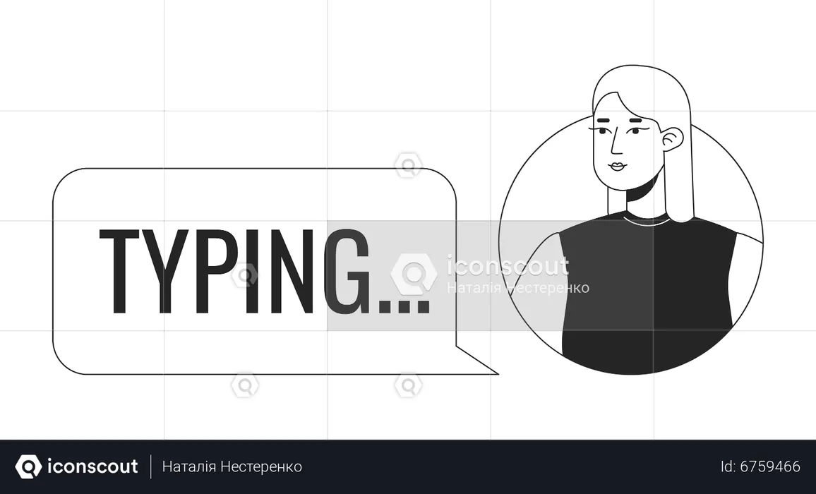 Female user typing message  Illustration