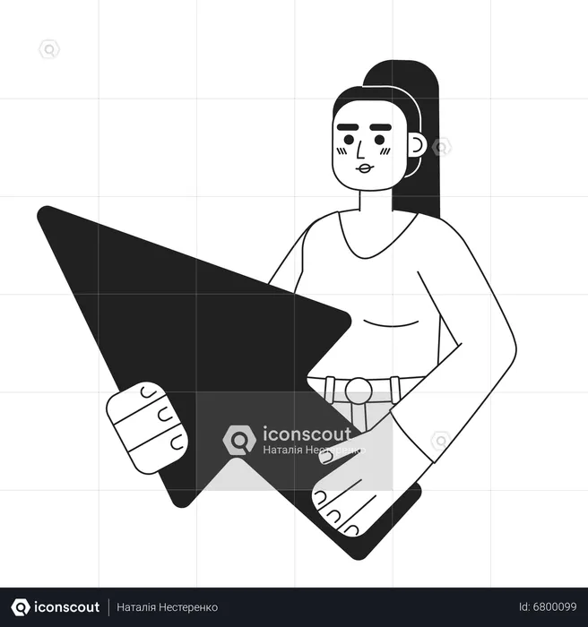 Female user with arrow cursor  Illustration