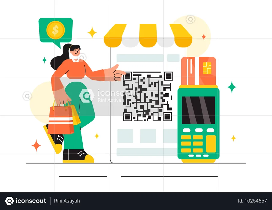 Female Using Merchant Services  Illustration