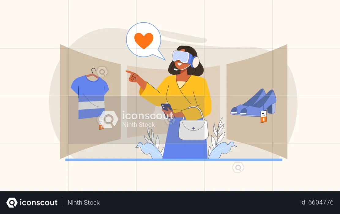Female Using Metaverse Technology  Illustration