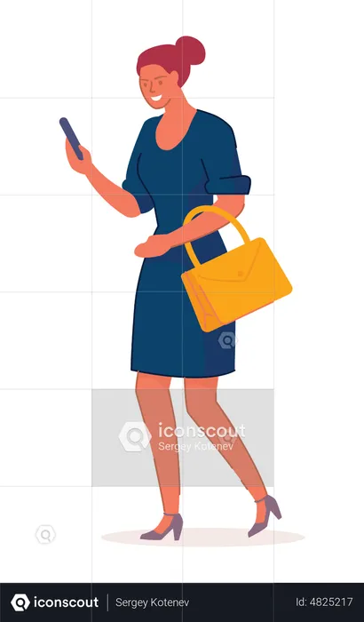 Female using mobile  Illustration