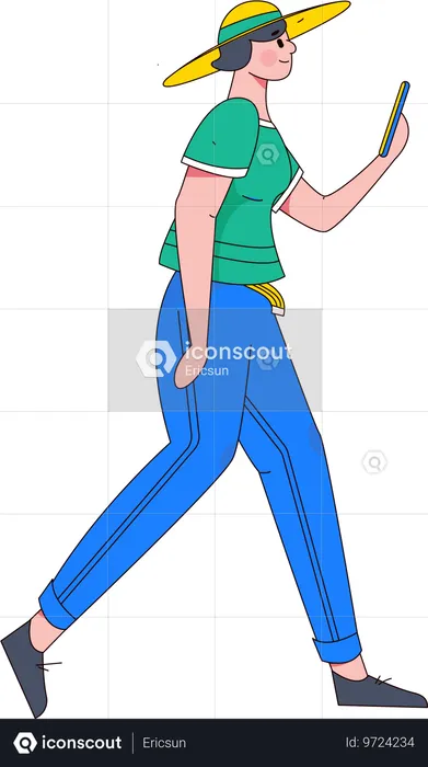 Female using mobile  Illustration