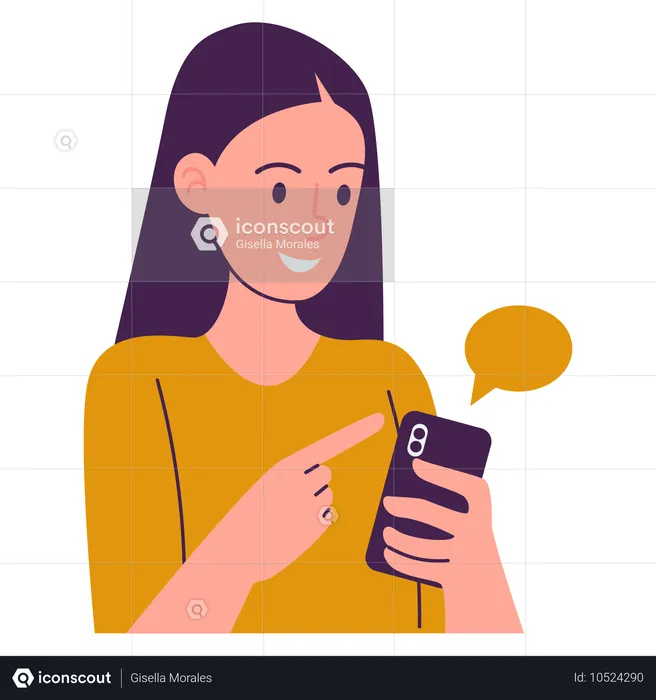 Female Using Phone  Illustration