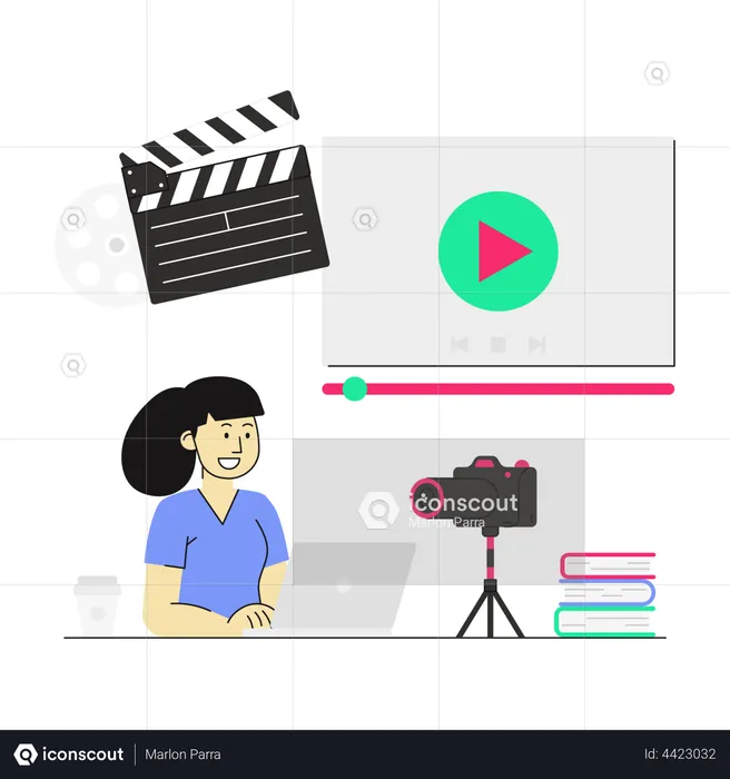 Female video blogger  Illustration