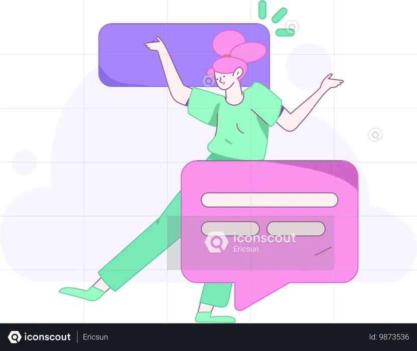 Female views at social media account  Illustration