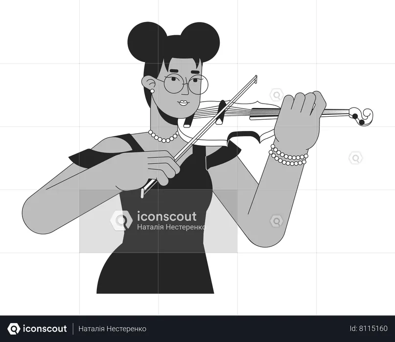 Female violinist playing musical instrument  Illustration