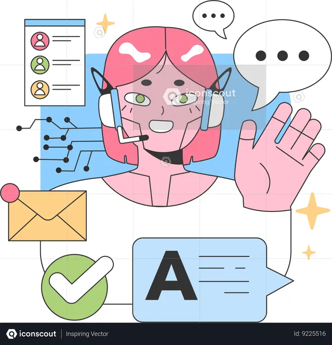 Female virtual chat assistant  Illustration