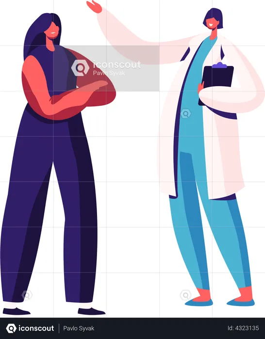 Female Visiting Doctor Gynecologist for Hormonal Therapy  Illustration