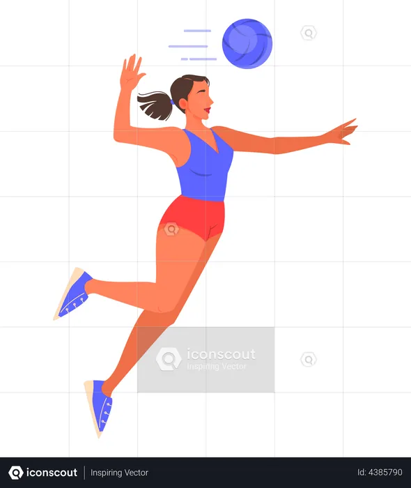 Female volleyball player smashing the ball  Illustration