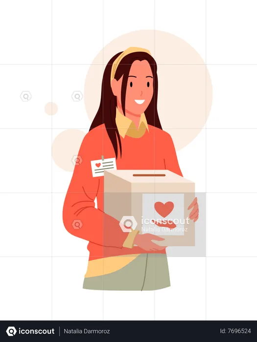 Female volunteer collecting donation  Illustration