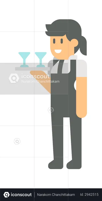 Female waiter  Illustration