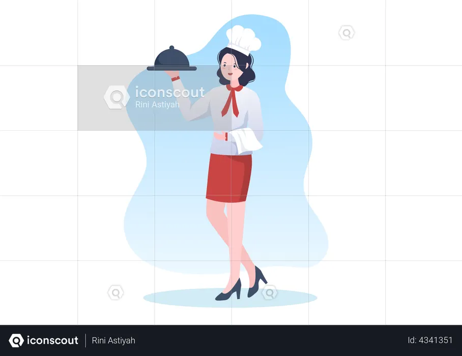 Female Waiter  Illustration