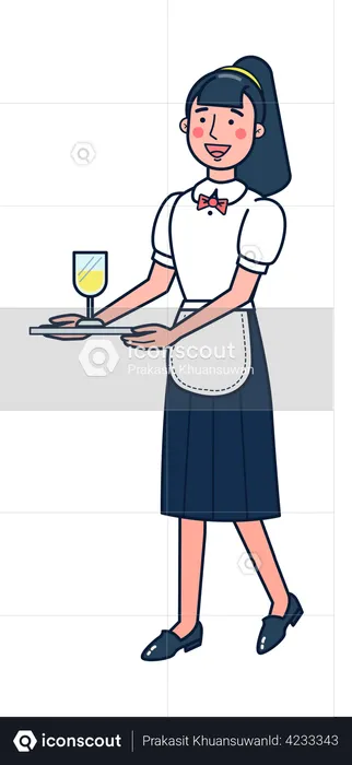 Female waiter  Illustration