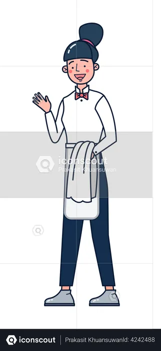 Female waiter  Illustration