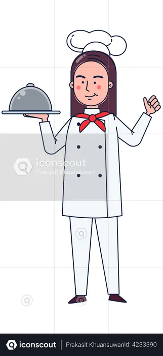 Female waiter  Illustration