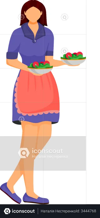 Female Waitress  Illustration