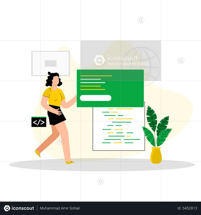 Female website developer  Illustration