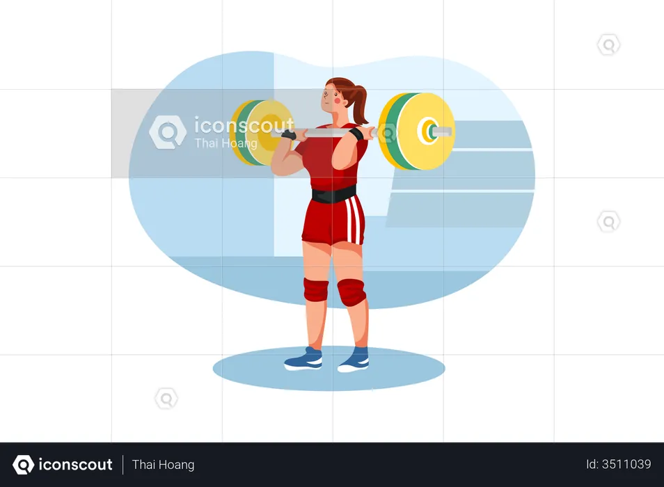 Female weightlifter doing weightlifting  Illustration