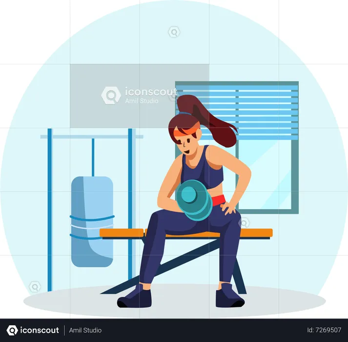 Female Weightlifter  Illustration