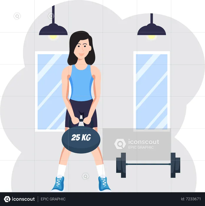 Female Weightlifter  Illustration