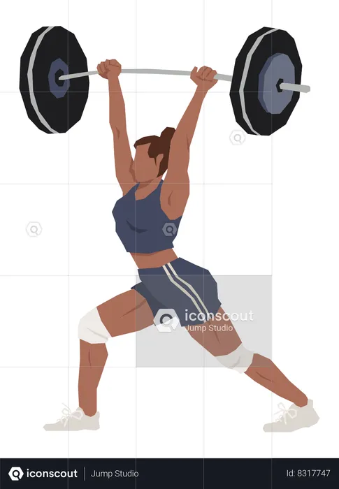 Female Weightlifter lifting barbells  Illustration