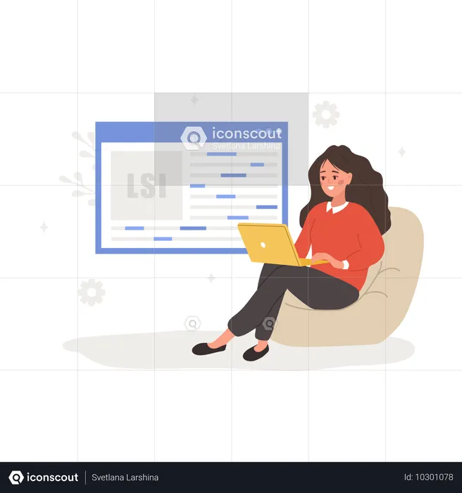 Female with laptop and Web analysis  Illustration