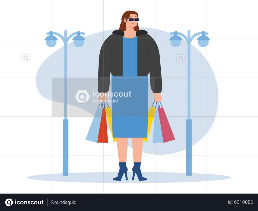 Female with shopping bag  Illustration