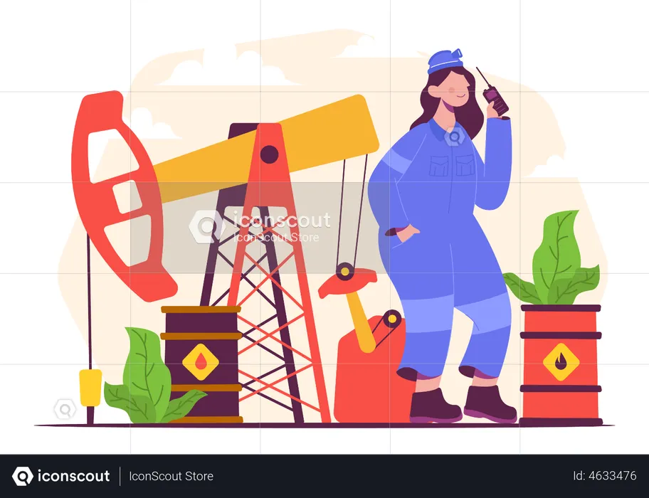 Female worker at oil industry  Illustration