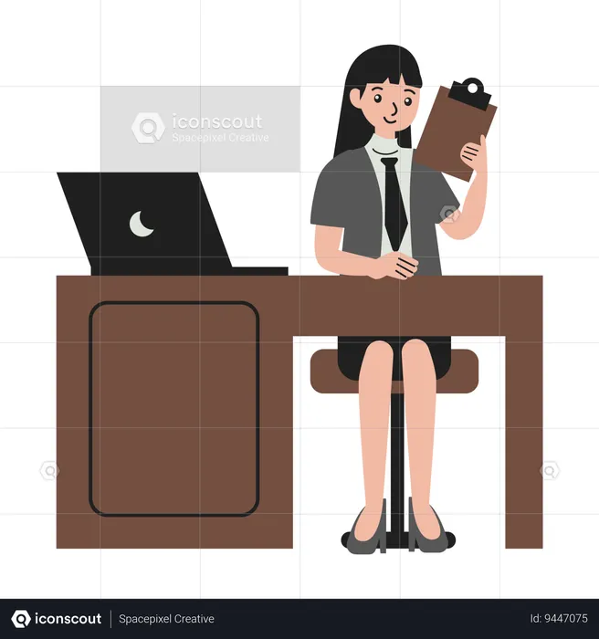 Female worker checking documents  Illustration