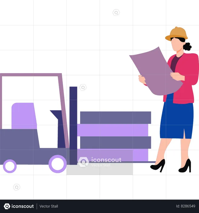 Female worker looking at design  Illustration