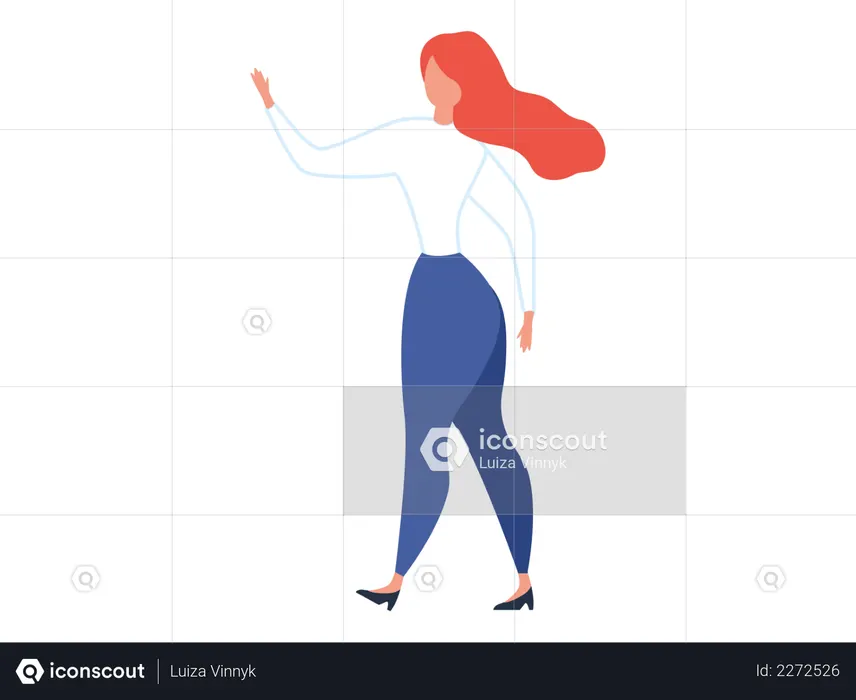 Female worker pointing something  Illustration
