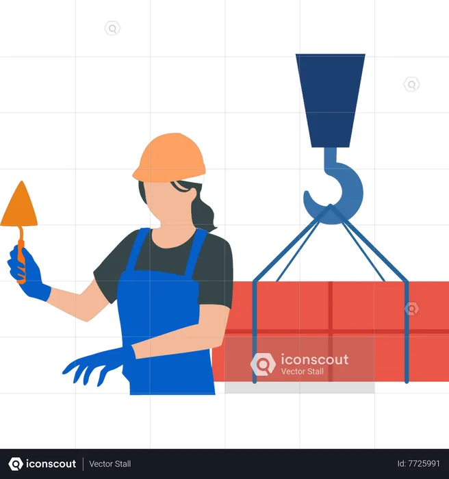 Female worker working at construction site  Illustration