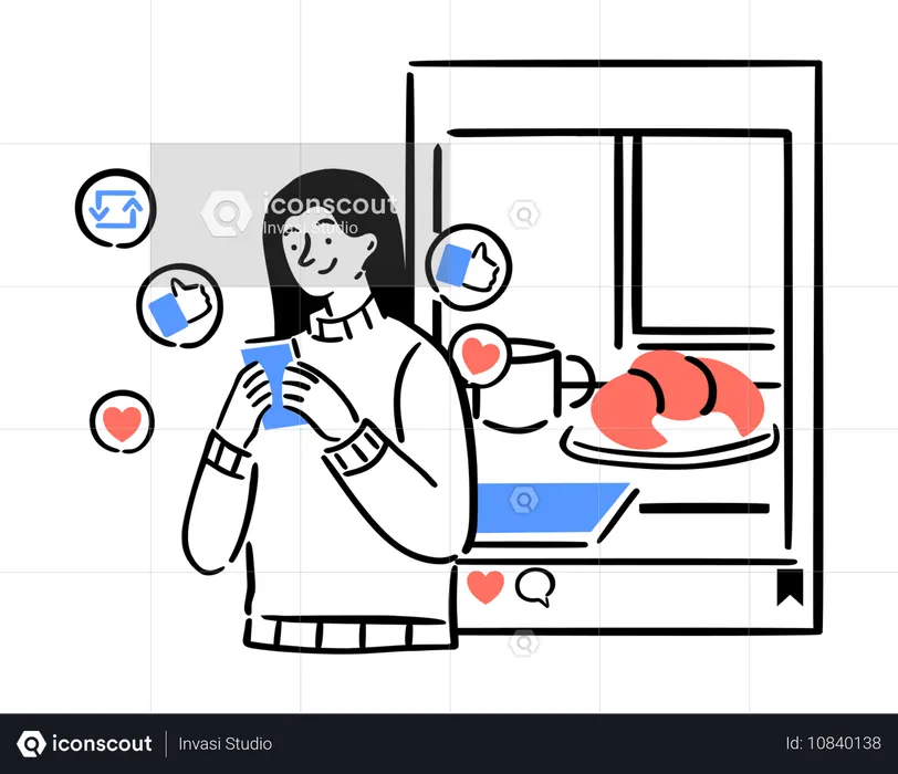 Female working as social media content creator  Illustration