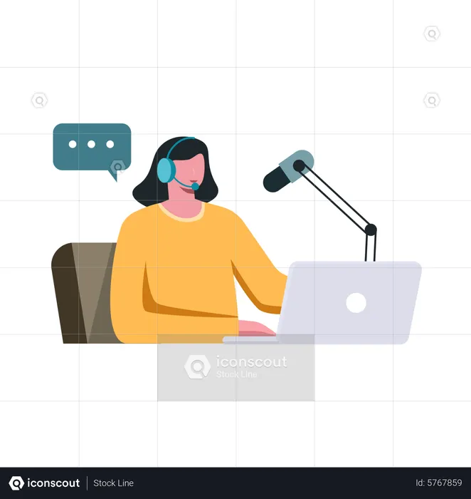 Female working in office  Illustration