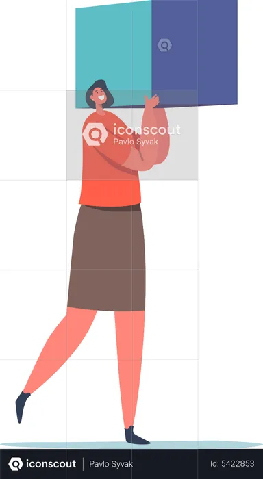 Female working on Blockchain Technologies  Illustration