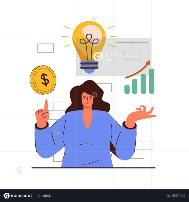 Female working on sale performance analysis  Illustration