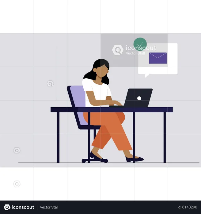 Female working on the laptop  Illustration