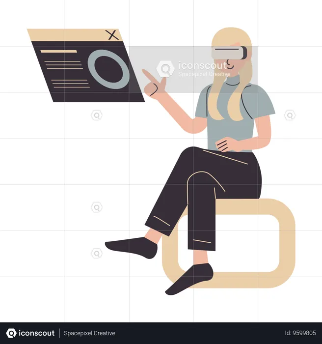 Female working using virtual reality  Illustration