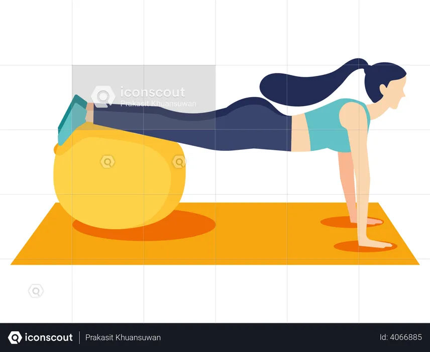 Female workout on gym ball  Illustration