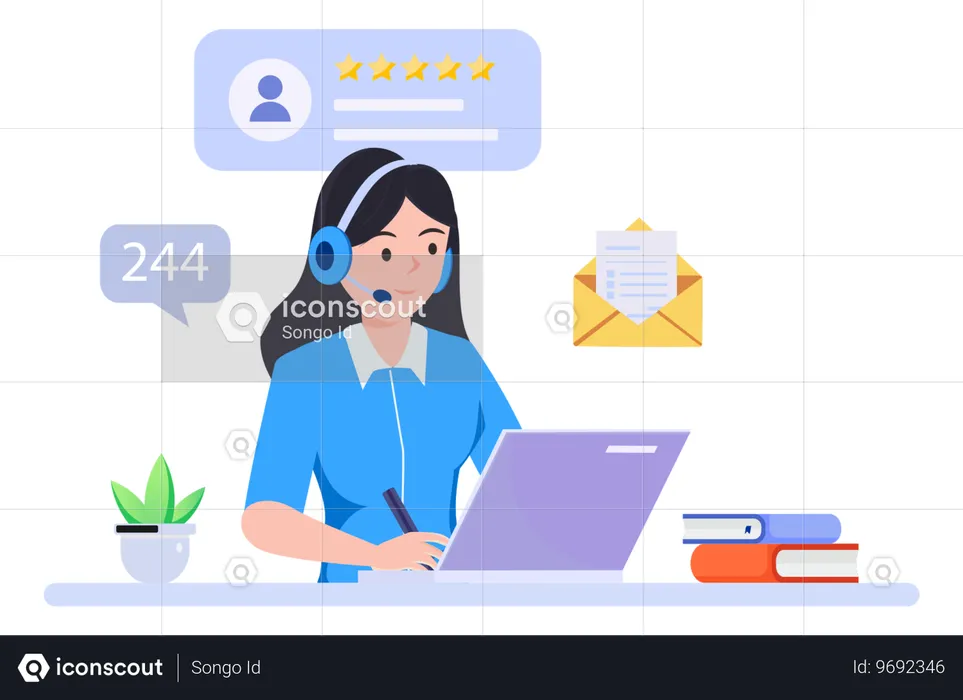 Executiva de call center feminina  Ilustração