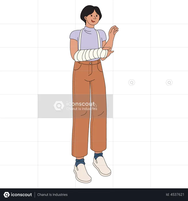 Femme avec la main cassée  Illustration