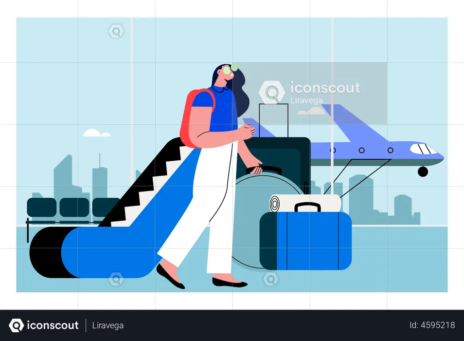 Femme à l'aéroport  Illustration