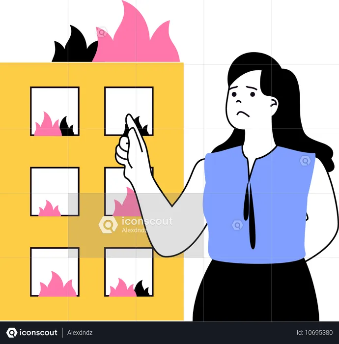 Une femme a une assurance incendie  Illustration