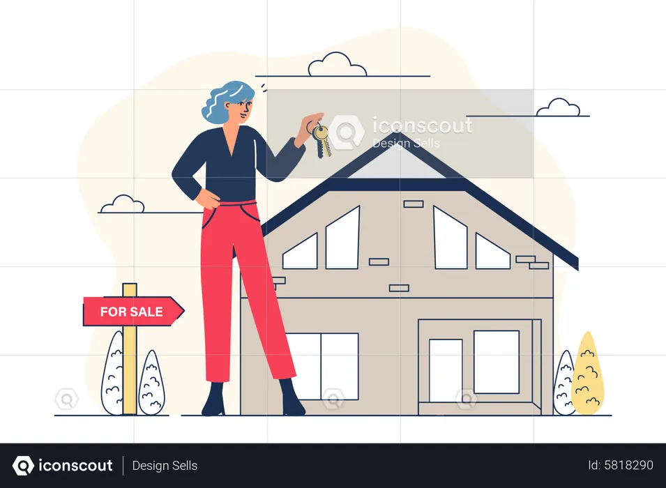 Femme agent immobilier  Illustration