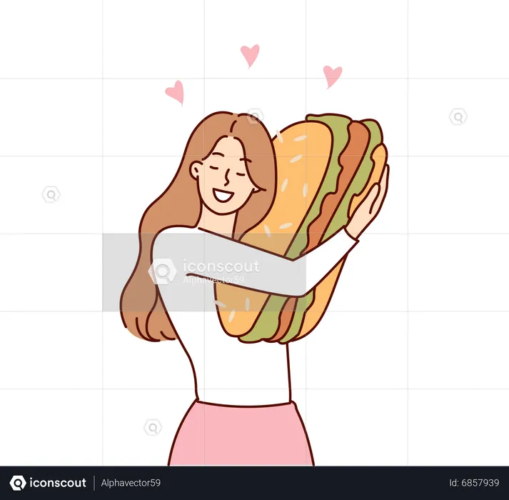 Femme aimant le hot-dog  Illustration