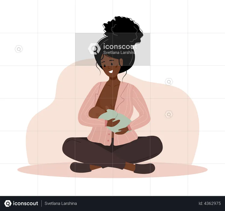 Femme allaitant un enfant  Illustration