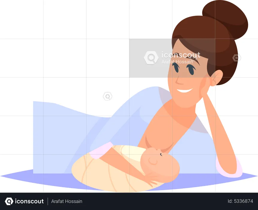 Femme allaitant enfant  Illustration